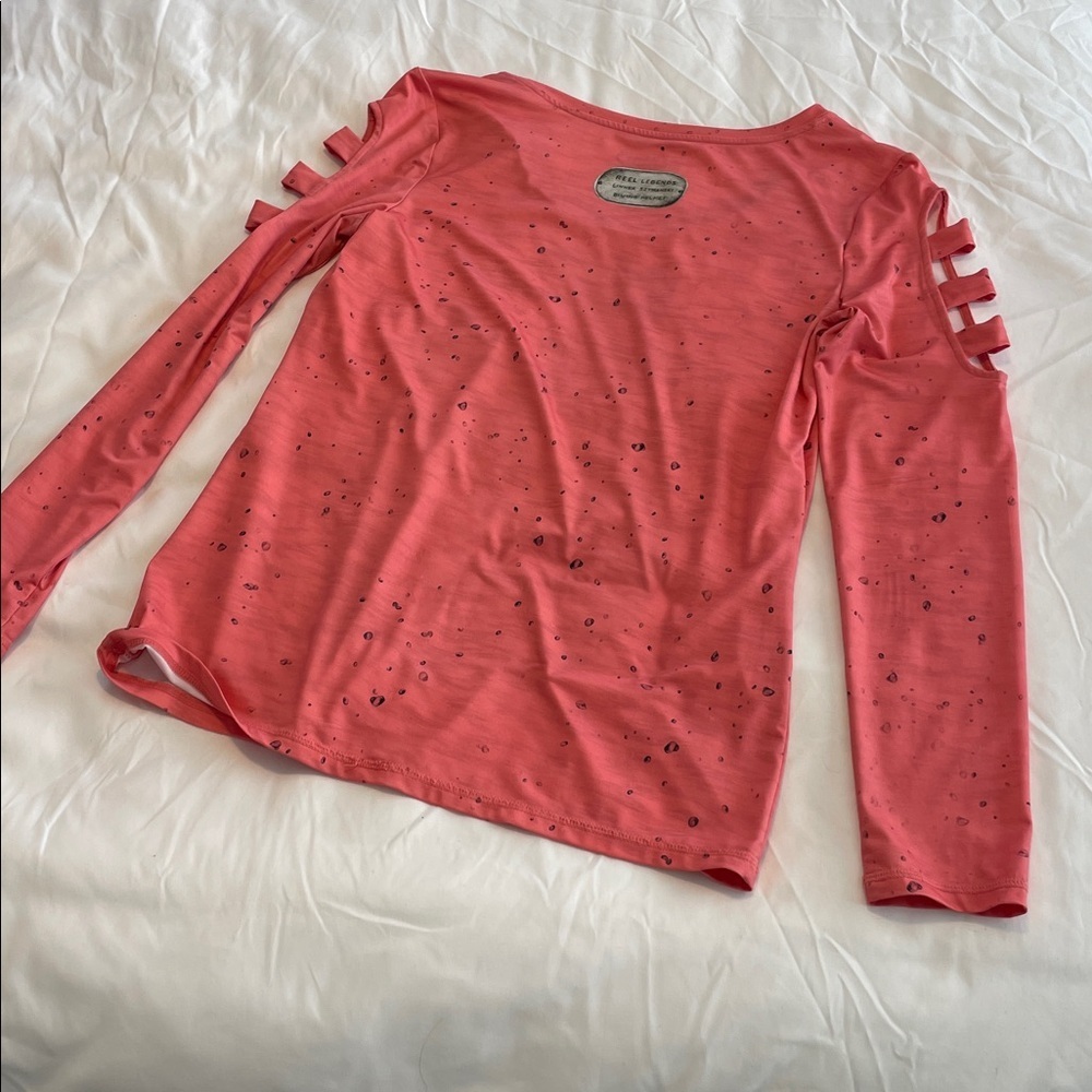 Reel Legends Coral Long Sleeve Tee with Diving Helmet Design - Picture 5 of 7